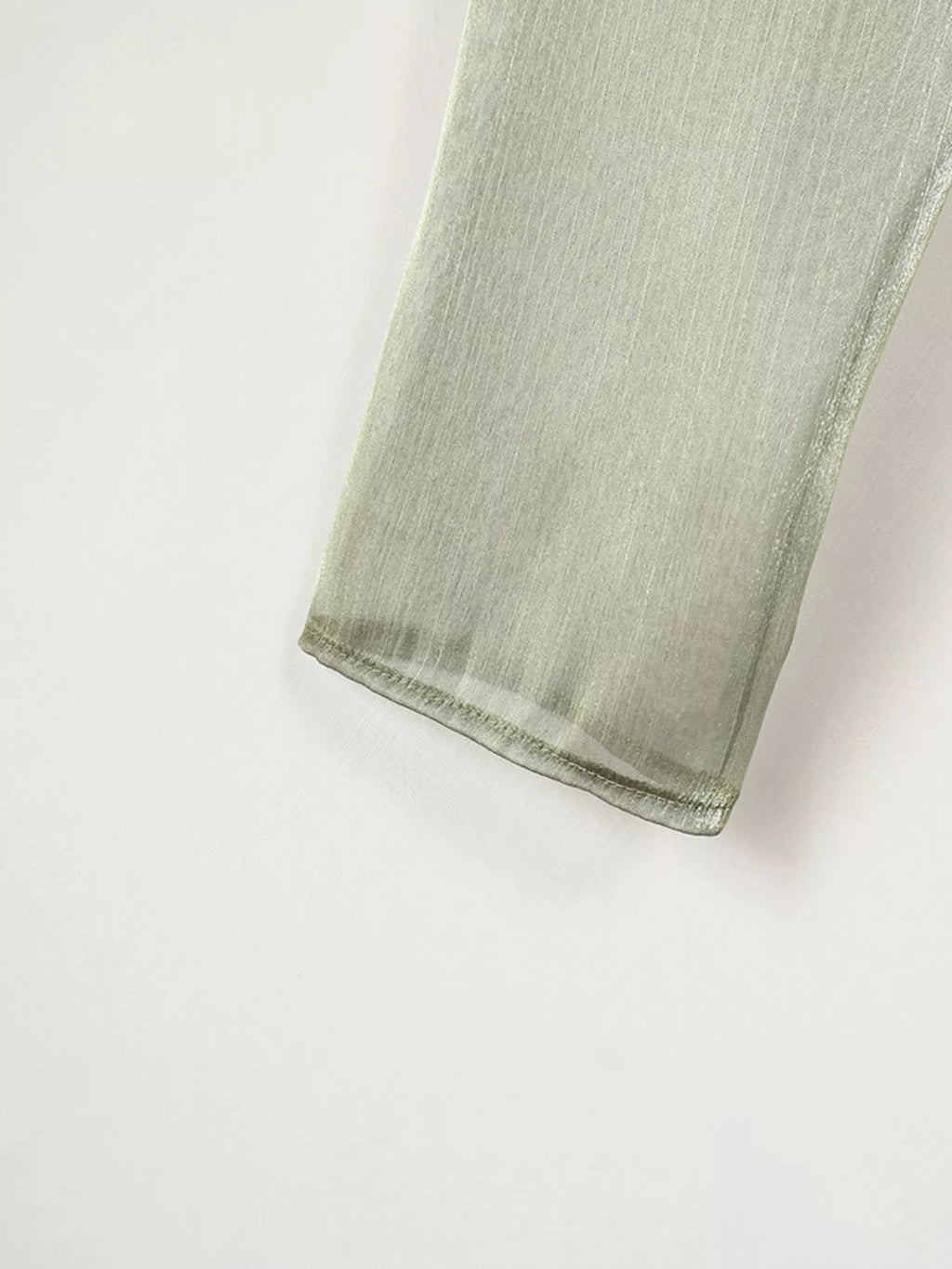 Sheer Front Tie Detail Long Sleeve Shirt