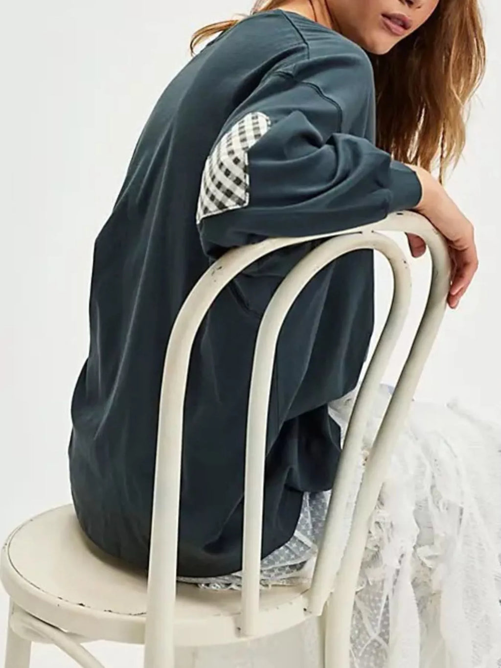 Heart Patch Long Sleeve Sweatshirt