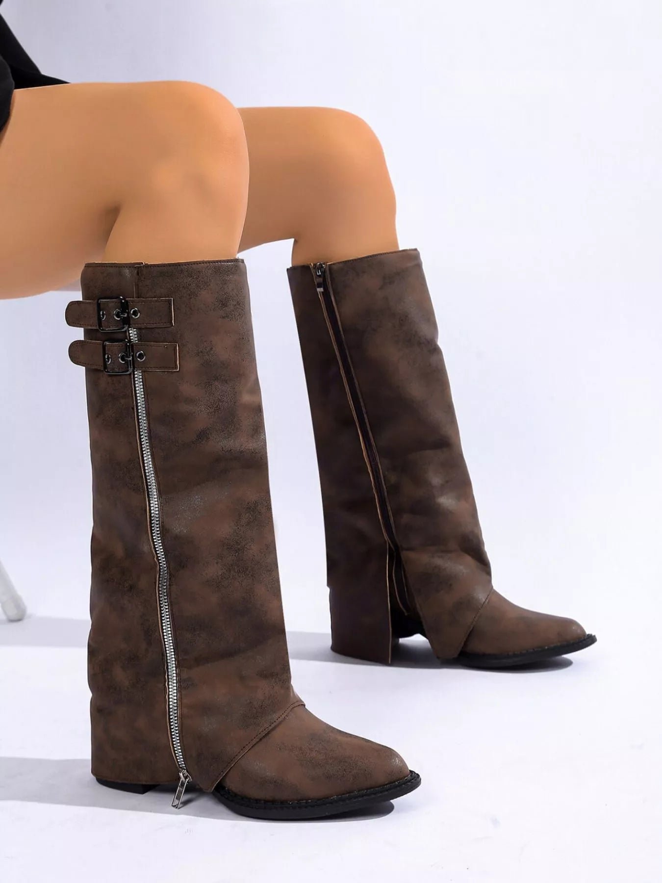 Point Toe Block Heels Boots