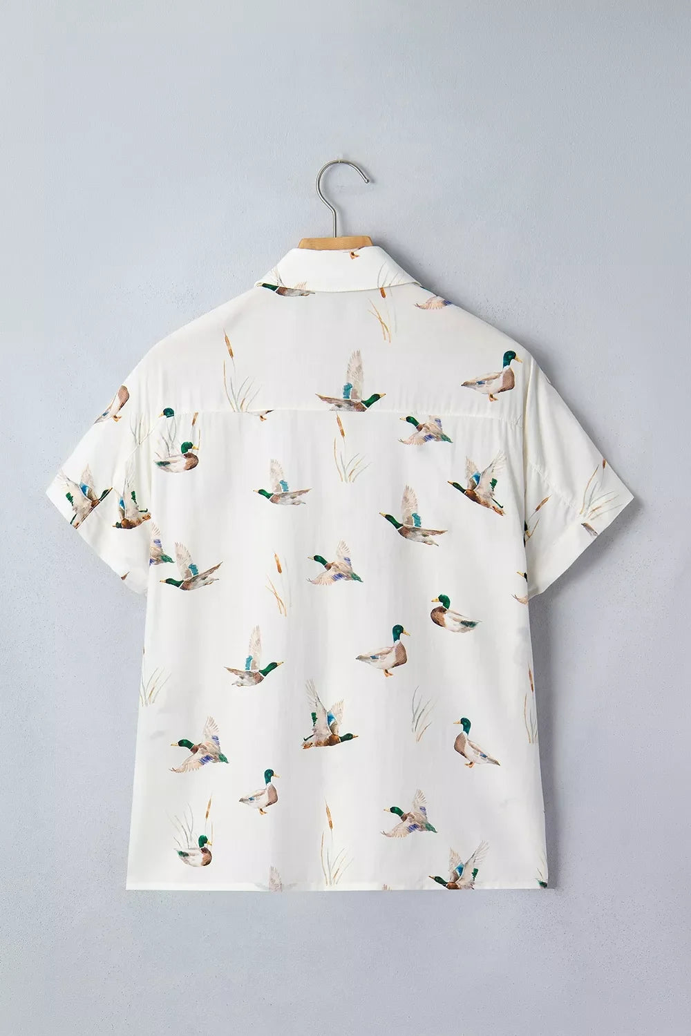 Mallard Printed Button Flap Pocket Short Sleeve Shirt