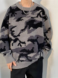 Men's Plus Size Camouflage Round Neck Sweater