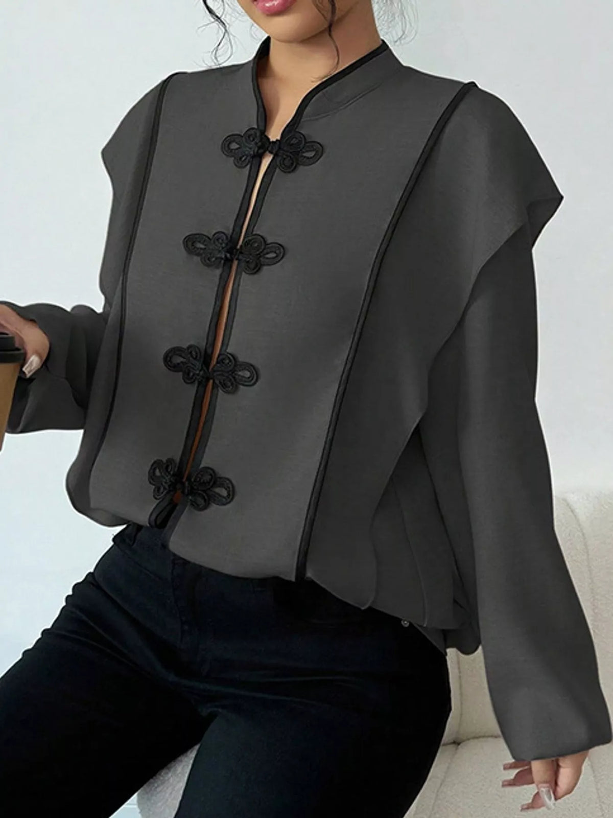 Chinese-Style Mandarin Collar Blouse