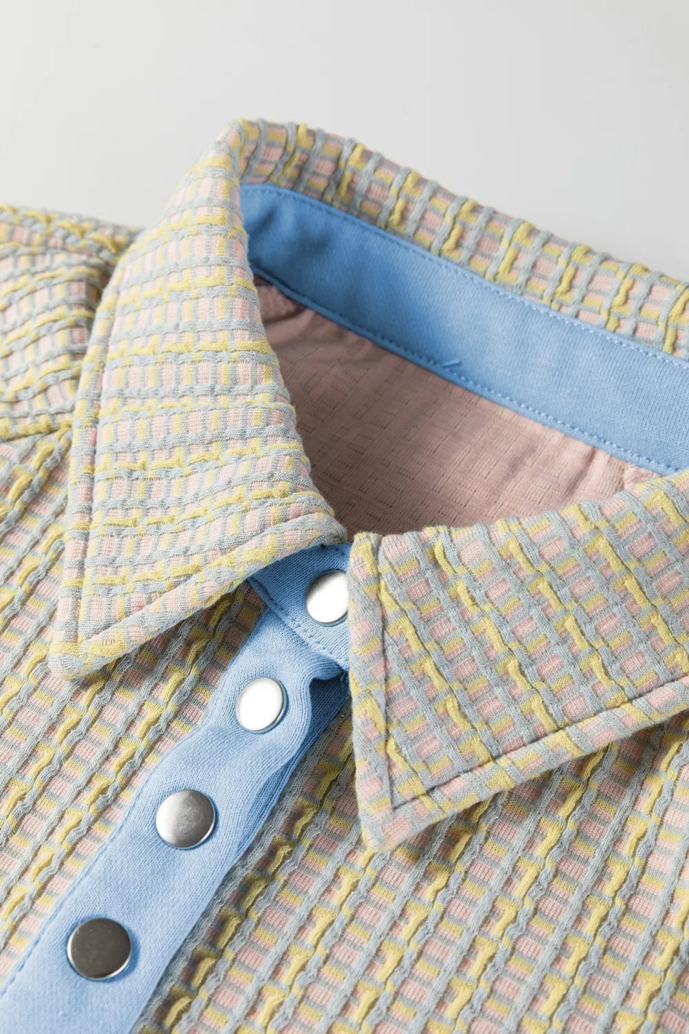 Button Front Jacquard Henley Sweatshirt