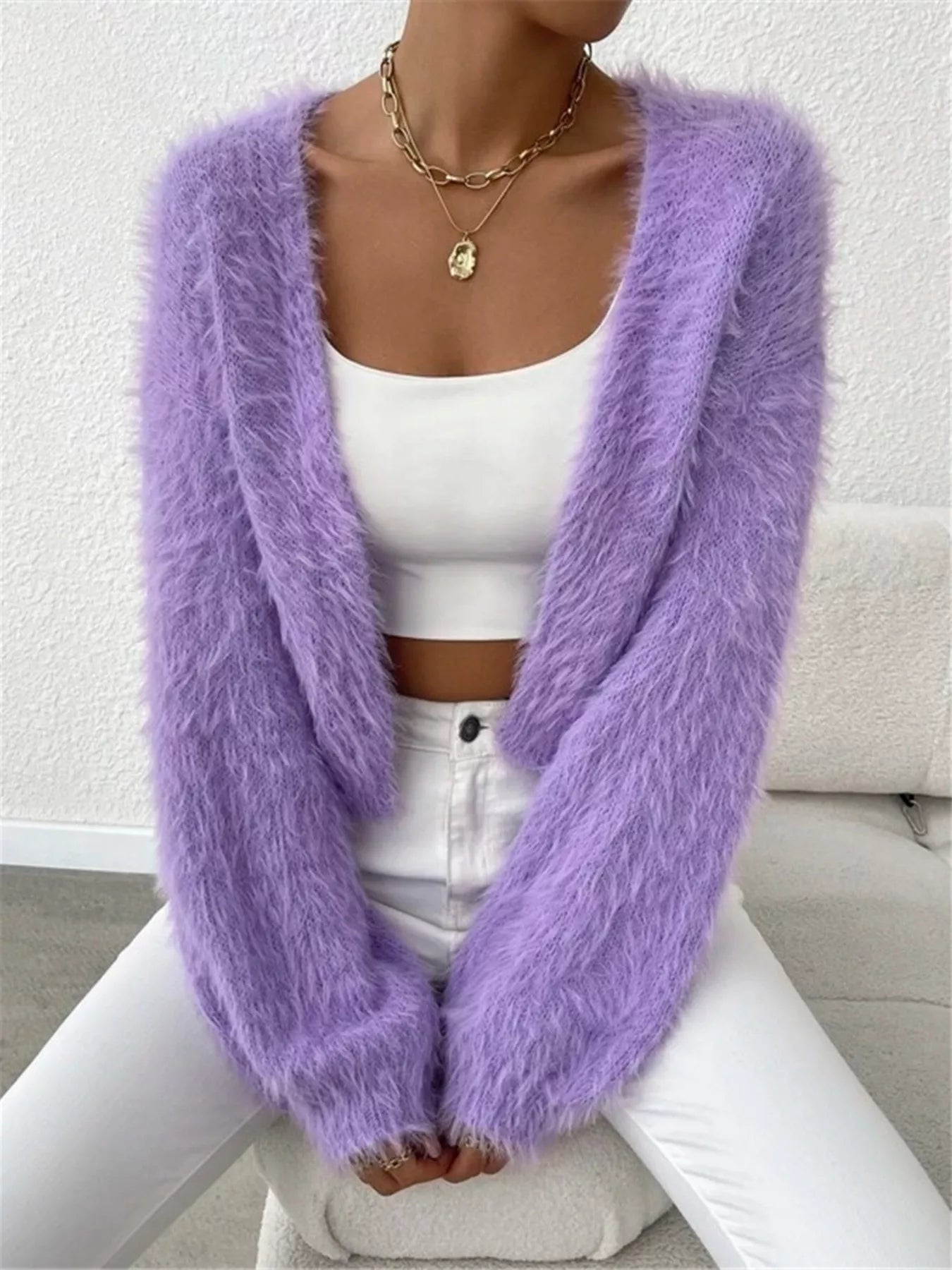Open Front Long Sleeve Cardigan