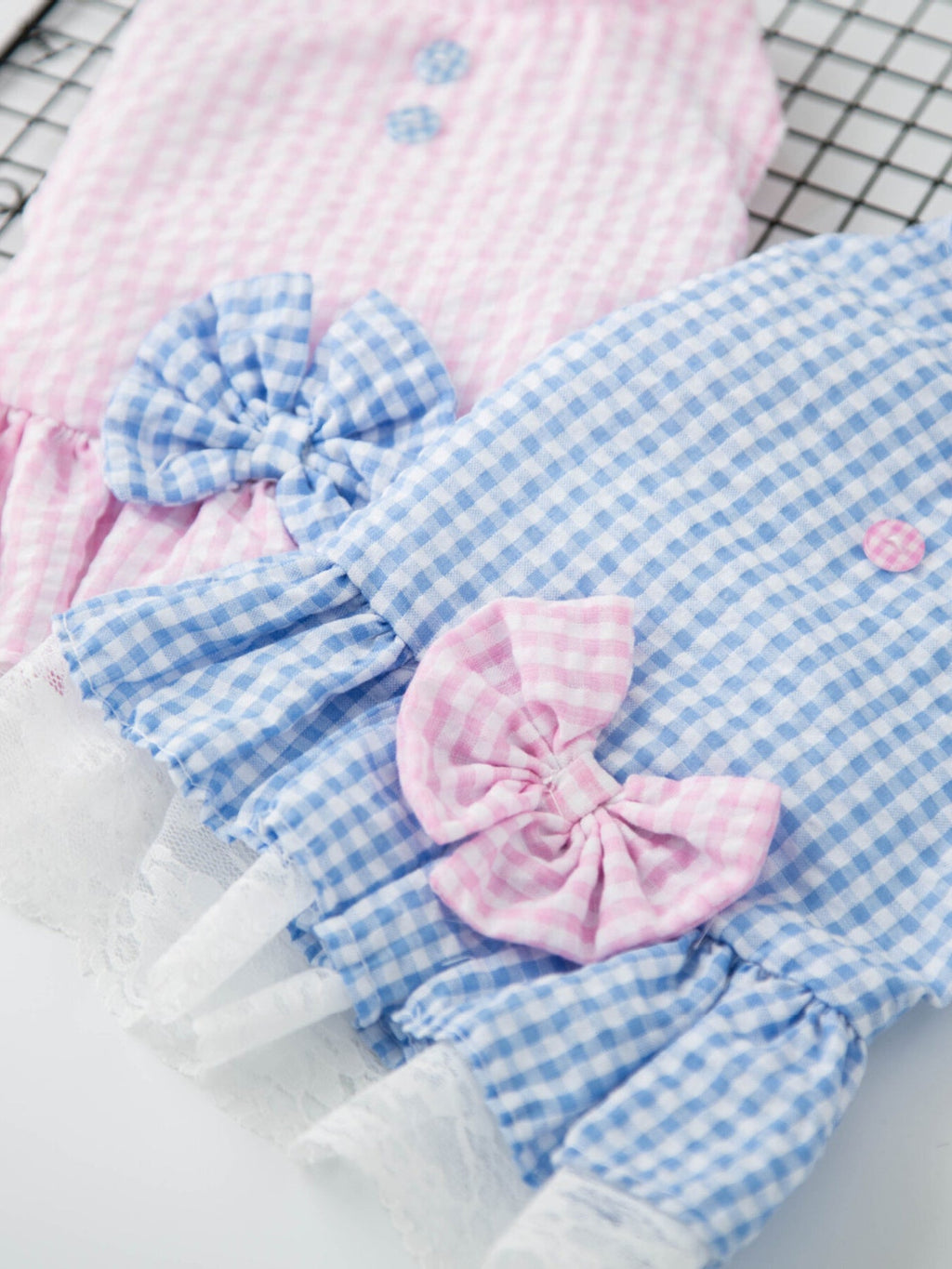 Gingham Ruffle Lace Pet Dress