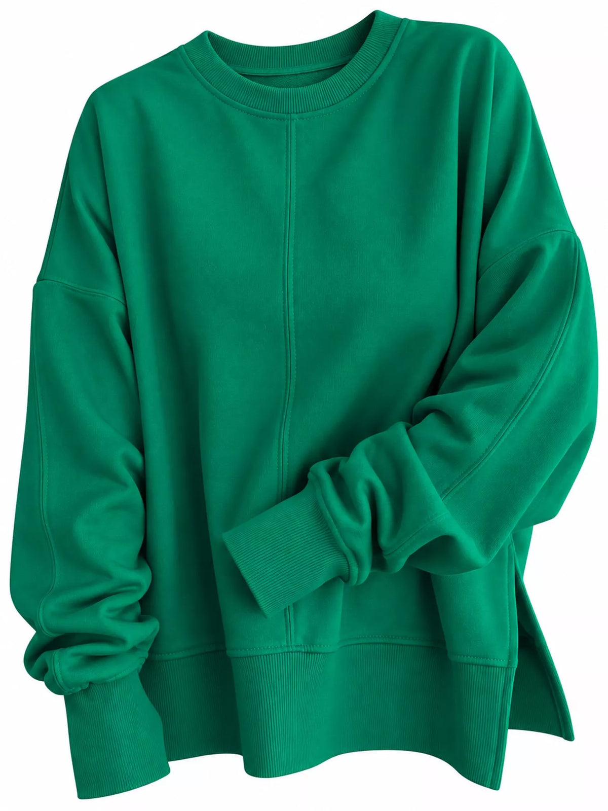 Oversized Crew Neck Sweatshirt with Side Slit