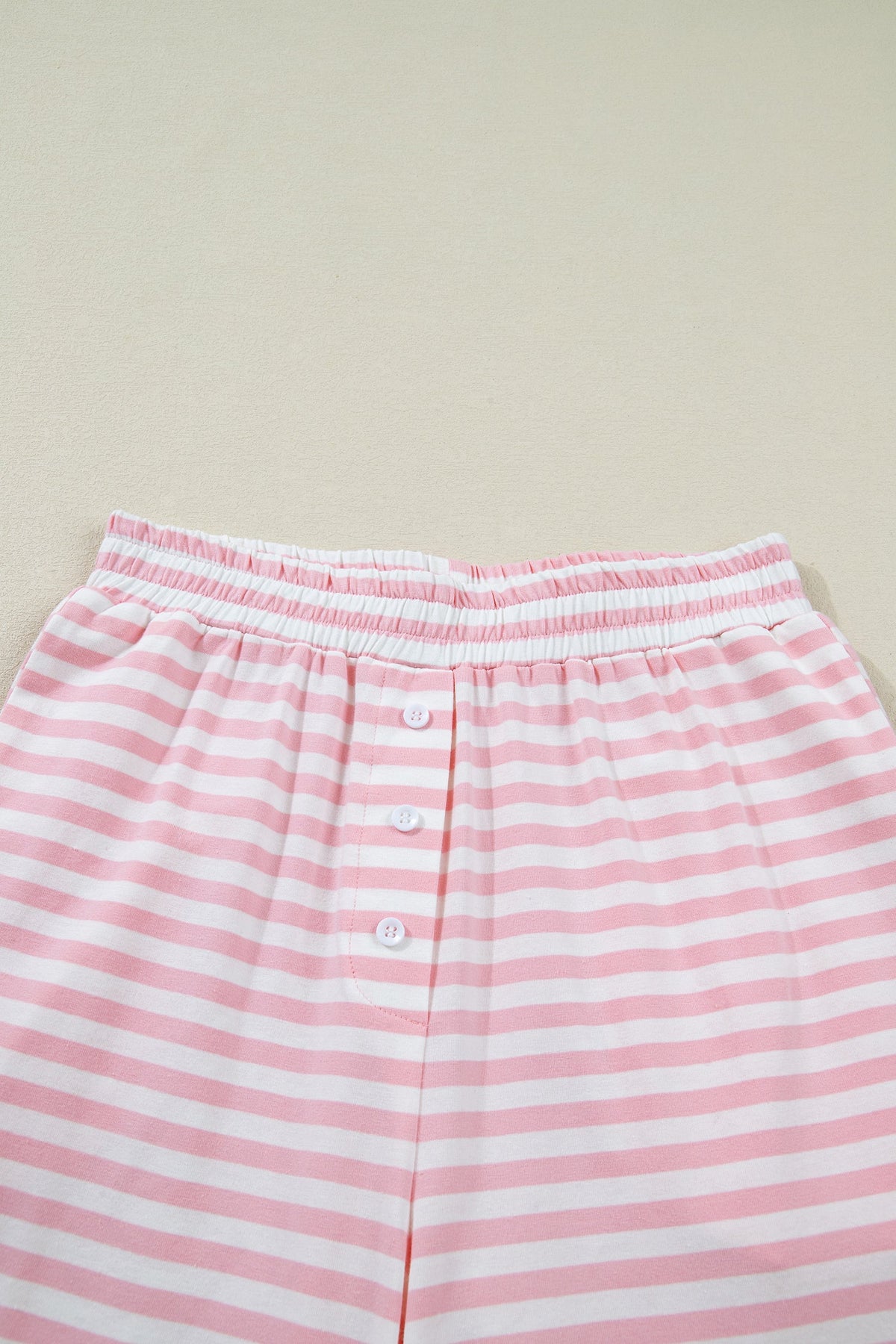 Stripe Drop Shoulder Top & Buttoned Pants Set