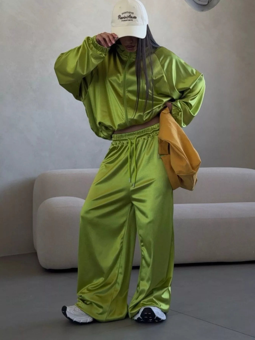 Zip Up Raglan Sleeve Jacket and Pants Set