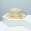 Straw Boater Hat with Ribbon Accent