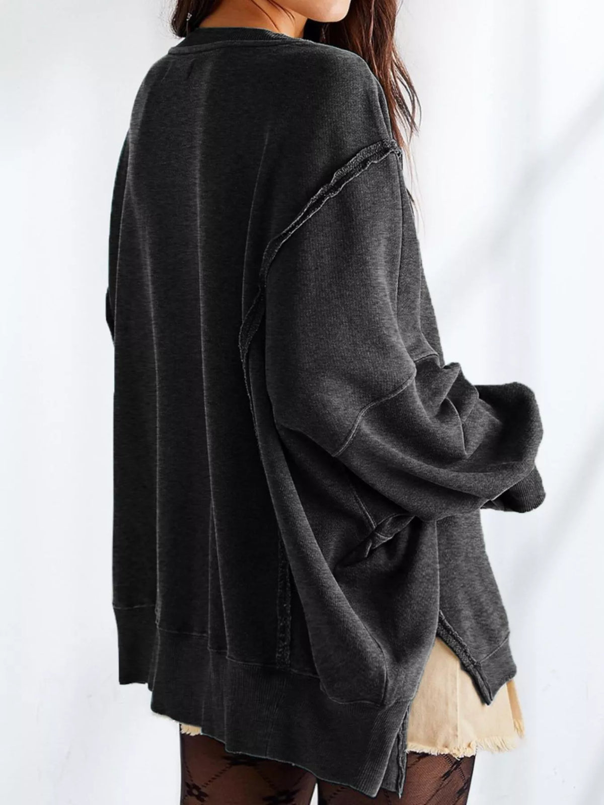 Oversized Relaxed Fit Crew Neck Sweatshirt