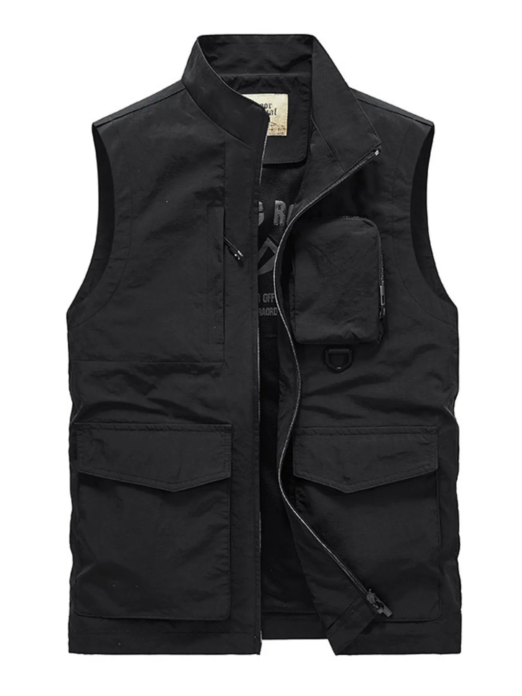 Men's Plus Size Multi-Pocket Zip Up Vest