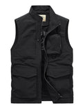 Men's Plus Size Multi-Pocket Zip Up Vest