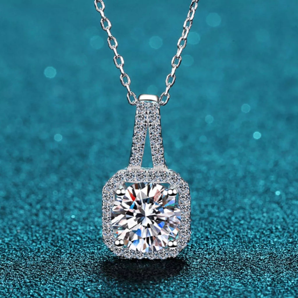 5 Carat Moissanite 925 Sterling Silver Pendant Necklace