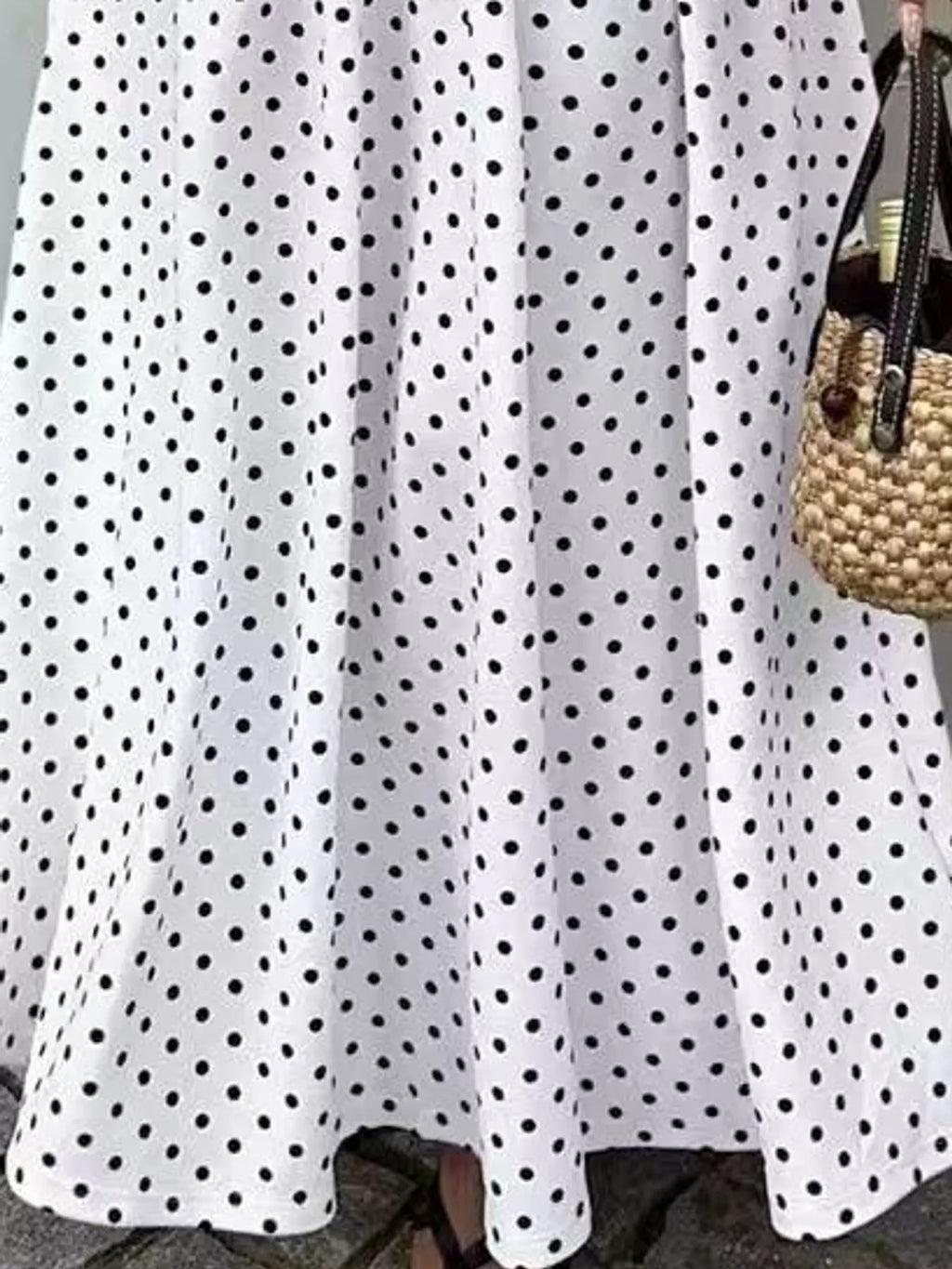 Strapless Polka Dot Ruched Maxi Dress