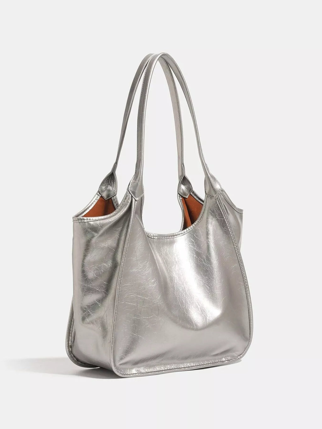 Metallic PU Leather Tote Bag