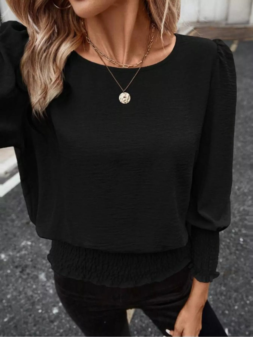 Puff Sleeve Smocked Blouse