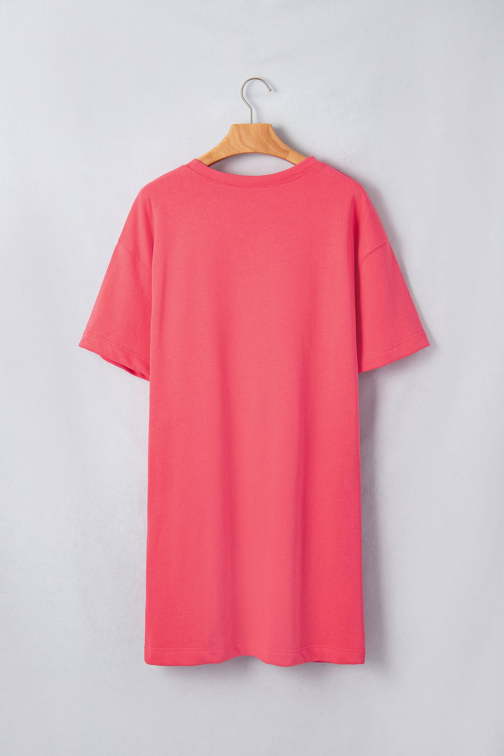 Coral Paradise Drop Shoulder Loose Casual T Shirt Mini Dress