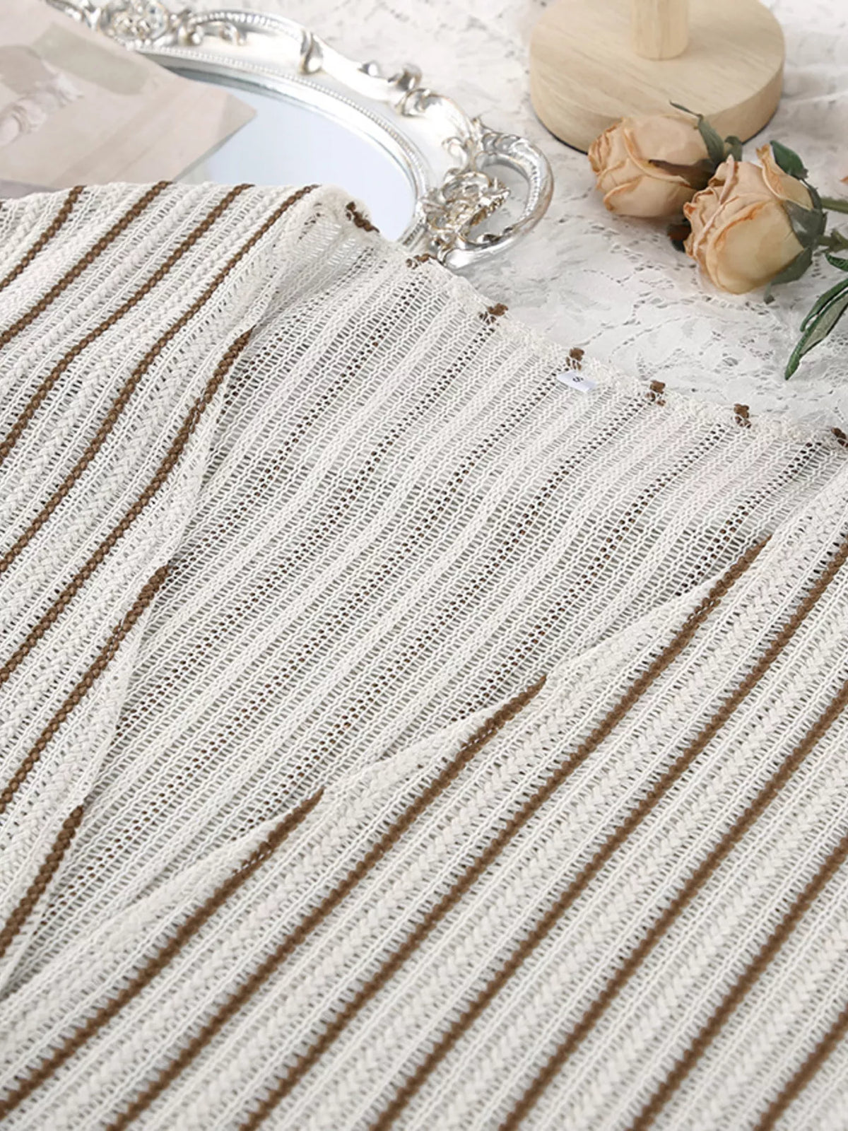 Striped Tie Front Top and Shorts Lounge Set