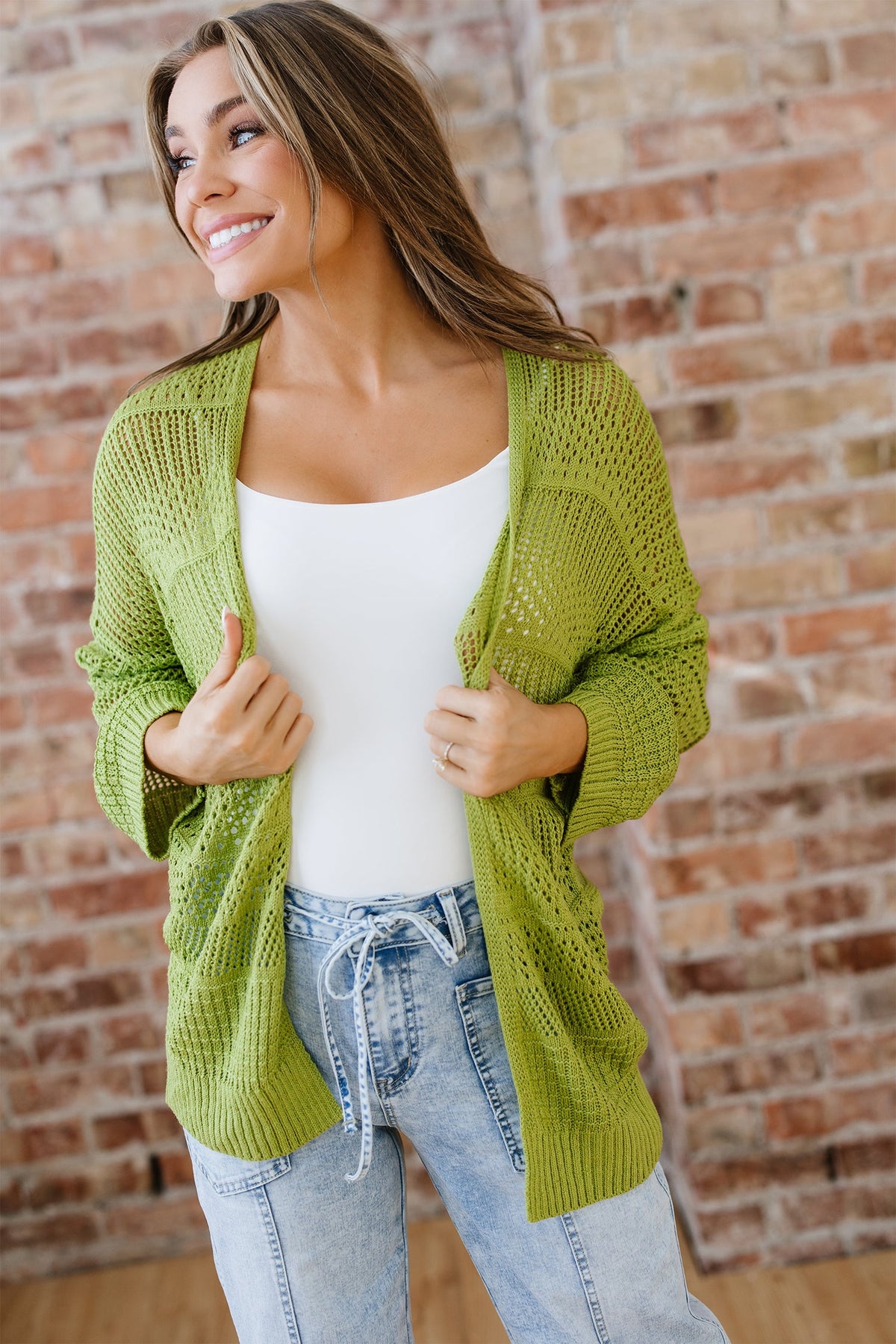 Crochet Knit Oversize Open Front Cardigan