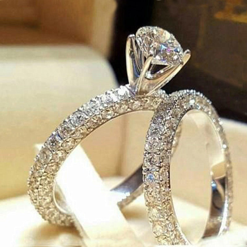 Sanjie Cross-Border Popular Accessories Temu Hot-Selling Couple Rings European And American Fashion Women's Rings Zircon Rings