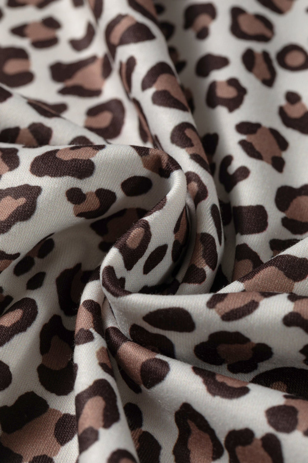 Khaki Leopard Print Embroidery Colorblock Details Pant Set