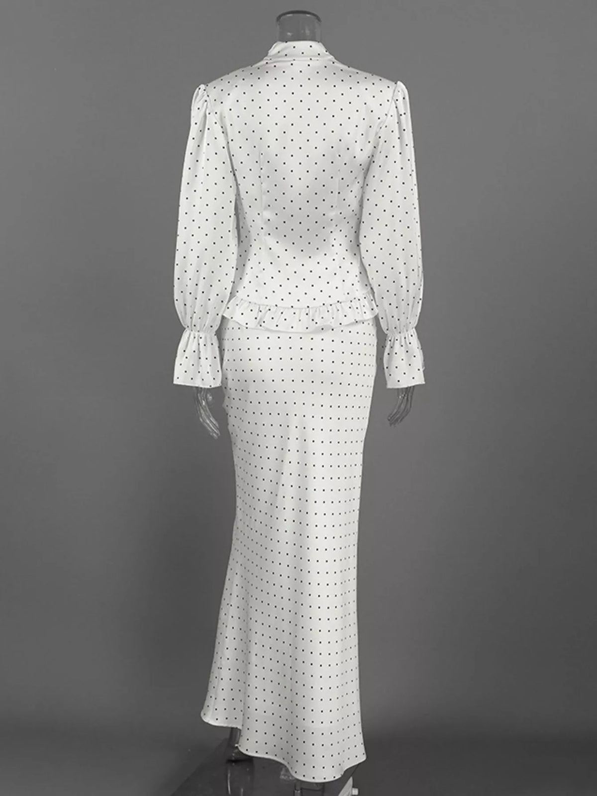 Satin Polka Dot Top and Skirt Set