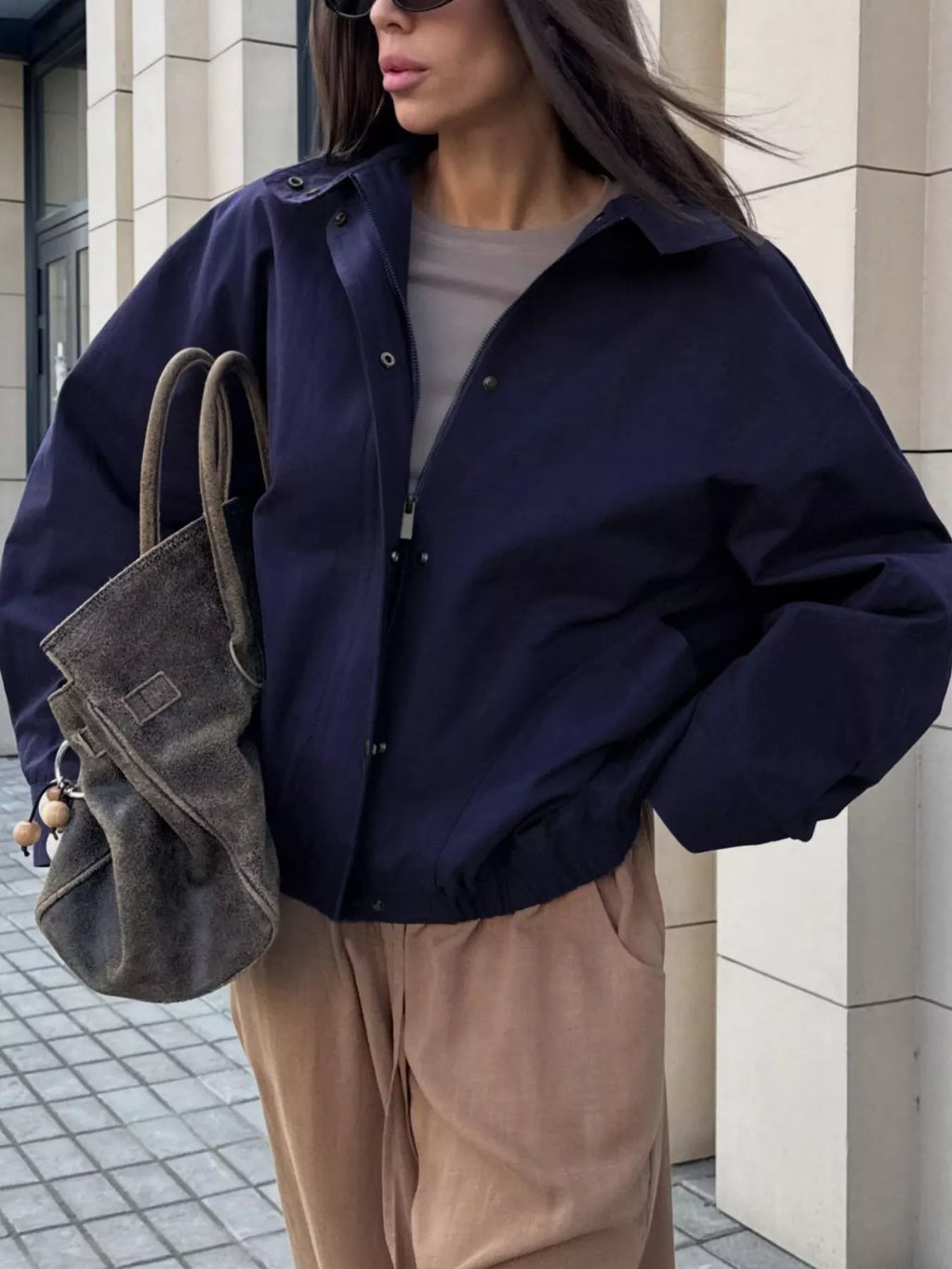 Snap Down Dropped Shoulder Jacket