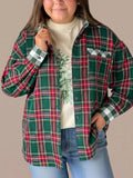 Plus Size Plaid Long Sleeve Shift Shirt