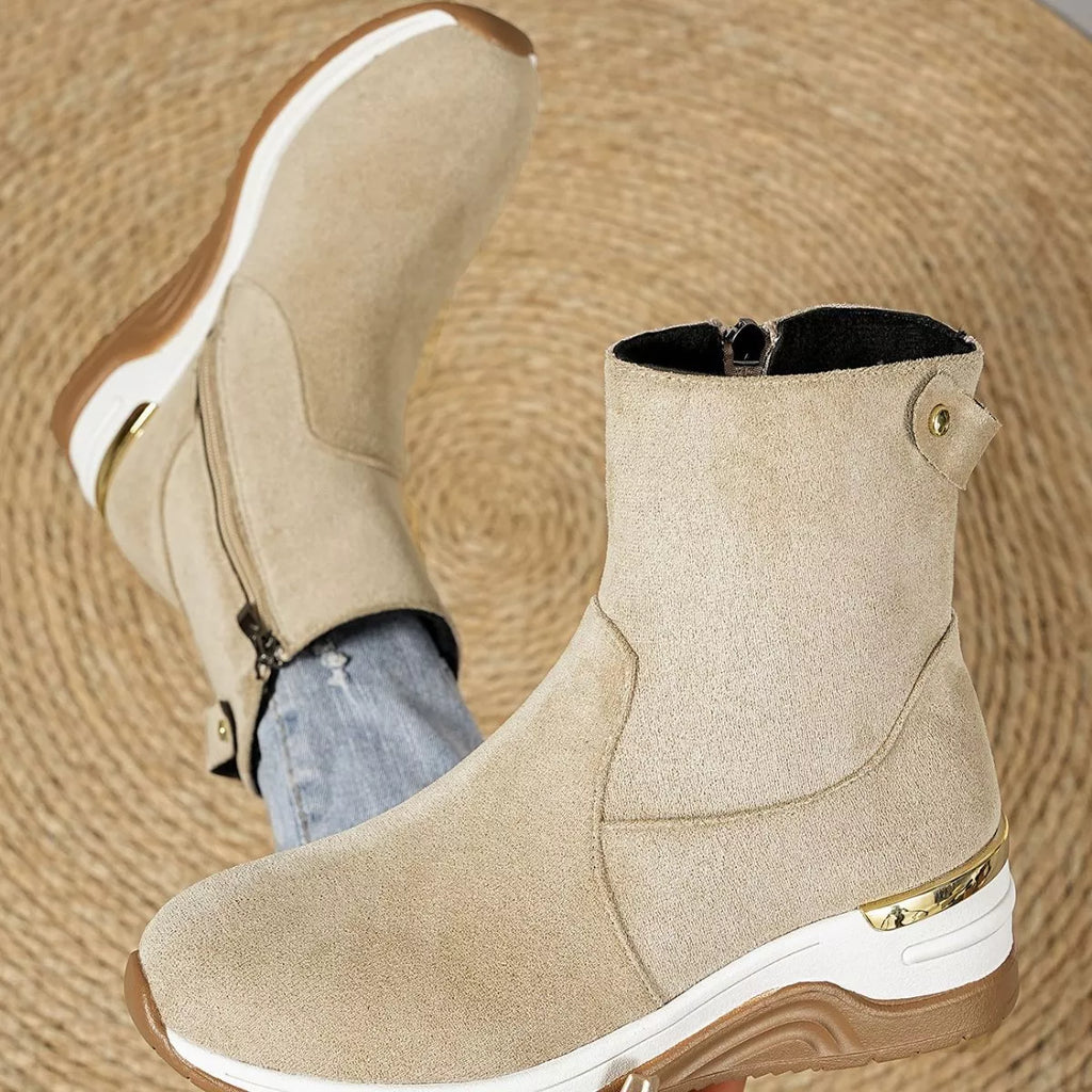 Suede Ankle Boots with Wedge Heel