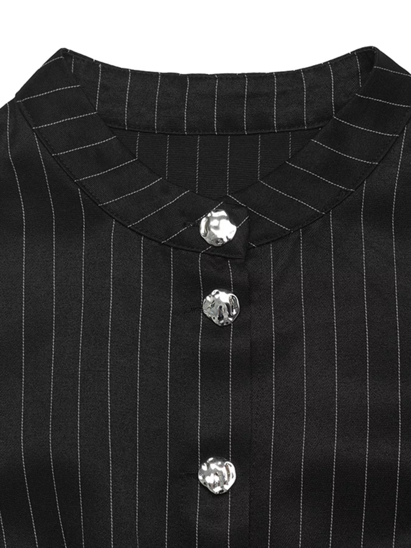 Striped Long Sleeve Peplum Blouse
