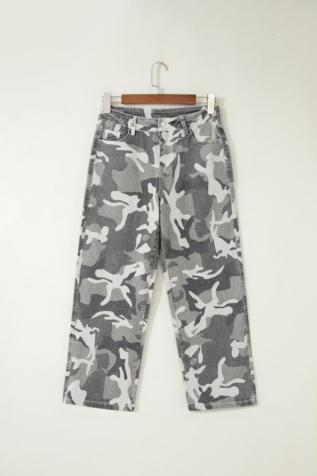 Green Camo Pattern Cotton Denim Shift Jeans