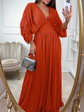 Smocked Ruched Sleeve Maxi Dress