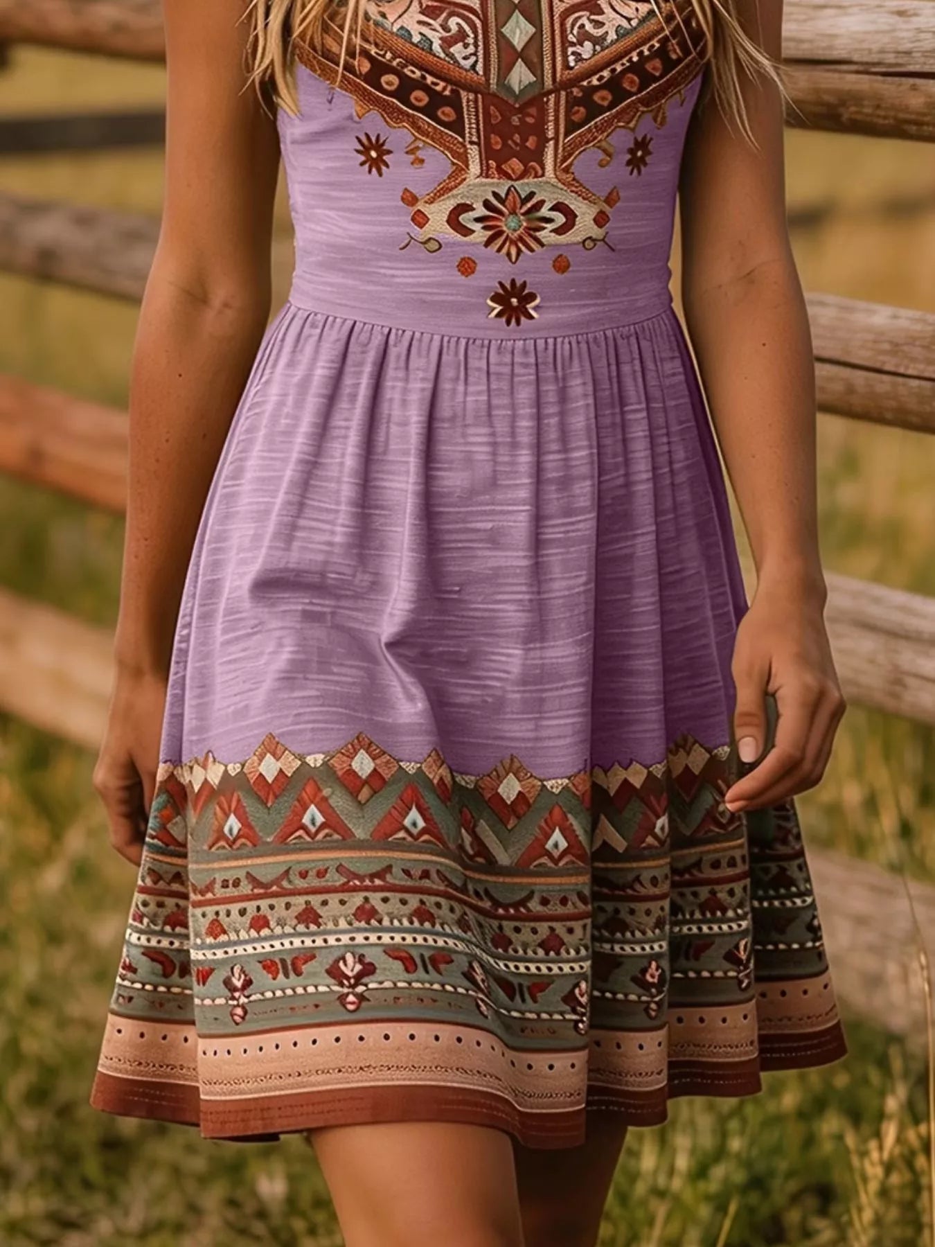 Tribal Print Sleeveless A-Line Summer Dress