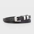 Skinny Leather Belt with Silver Buckle