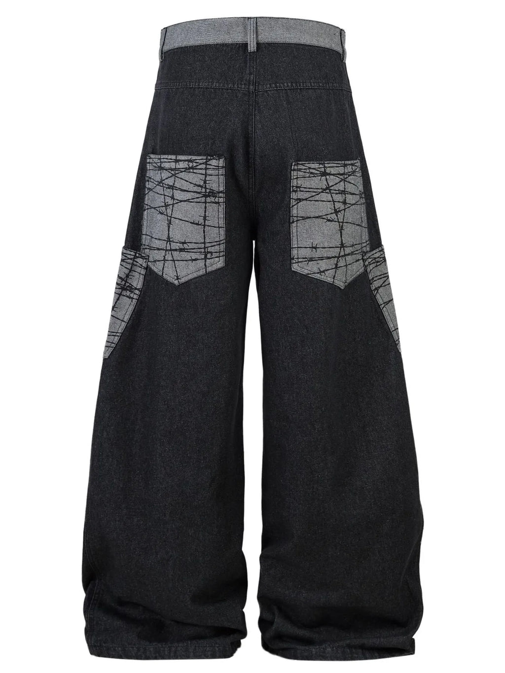 Men's Wide Leg Cargo Jeans with Contrast Panels