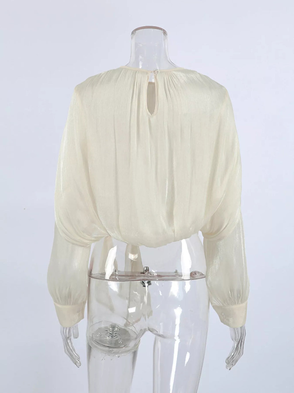 Tie-Front Detail Long Sleeve Blosue