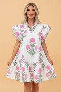Floral Scalloped Embroidery V-Neck Mini Dress