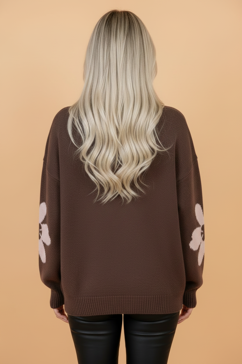 Floral Dropped Shoulder Long Sleeve Sweater
