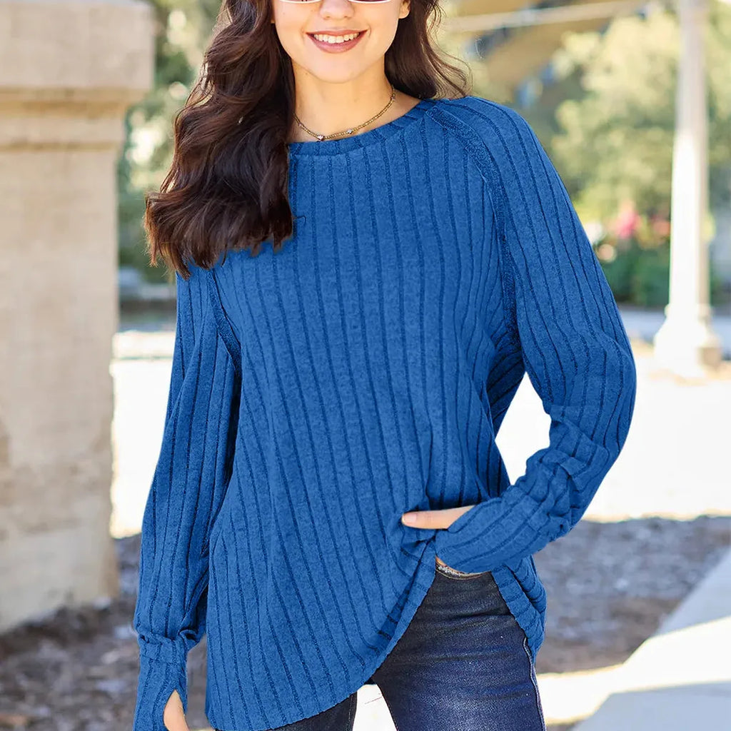 Ribbed Knit Long Sleeve Top