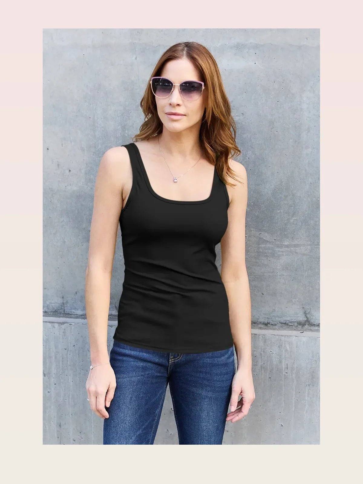 Square Neck Wide Strap Tank Top