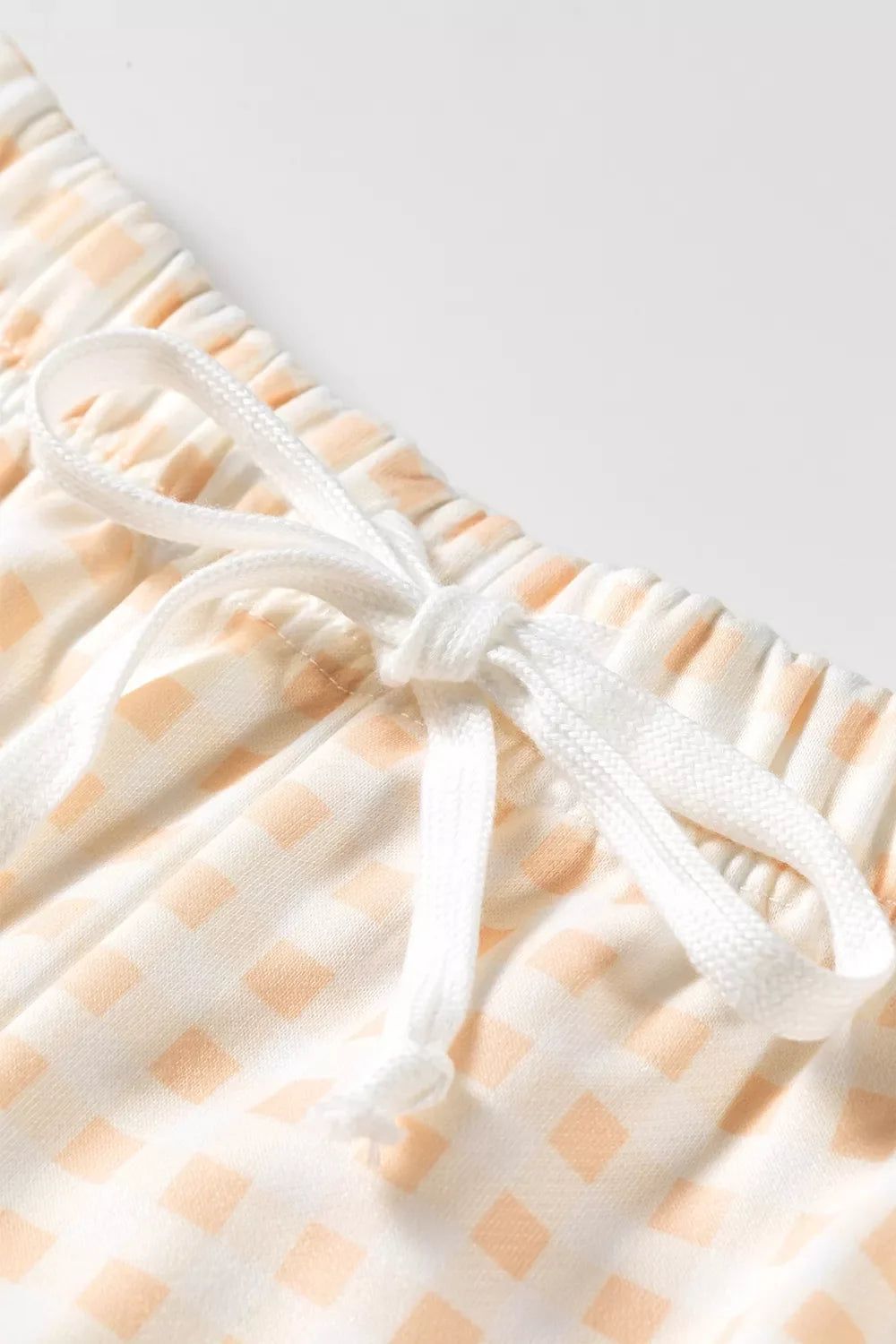 Gingham Long Sleeve Sweatshirt and Shorts Set