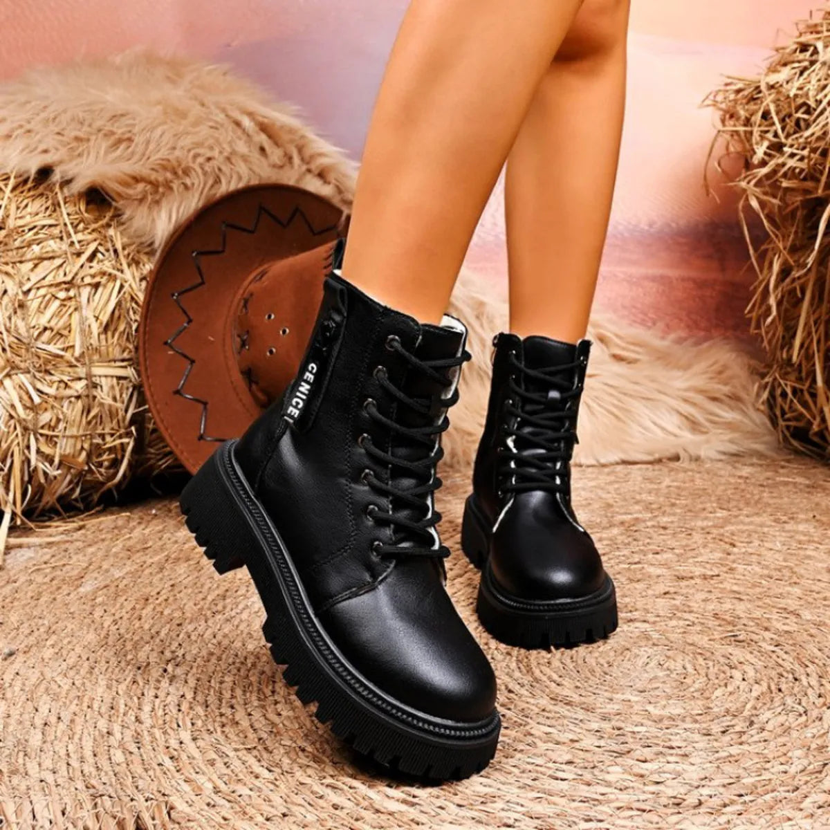 Lace-Up Platform Boots