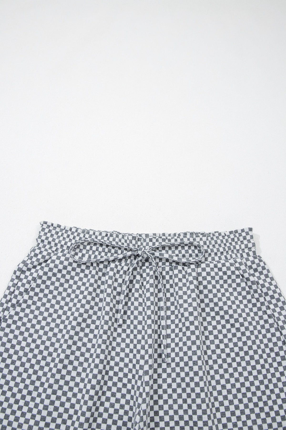 Checker Drawstring Elastic Waist Pocketed Shorts