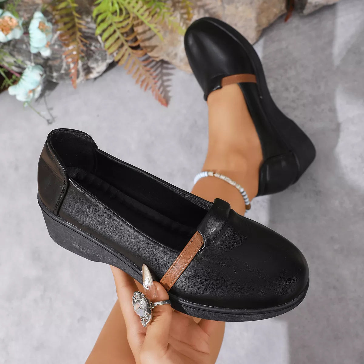 Comfortable Slip-Ons with Wedge Heel