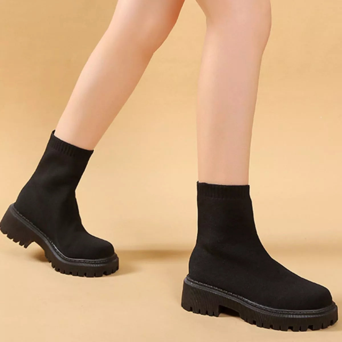 Round Toe Block Heels Boots