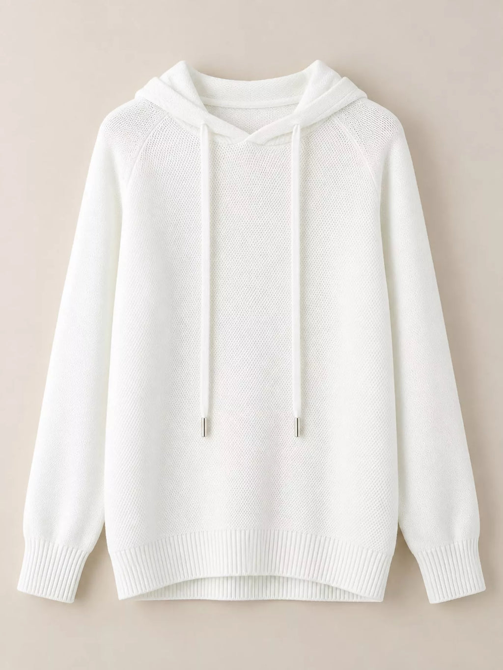 Drawstring Long Sleeve Hooded Knit Sweater