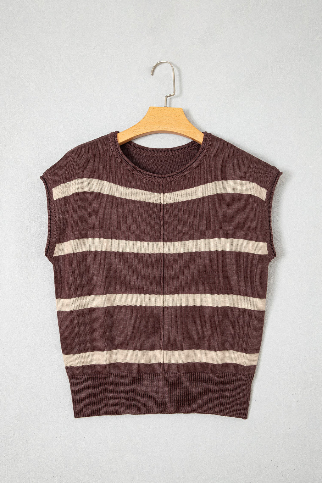 Plus Size Stripe Short Sleeve Sweater Knit Top