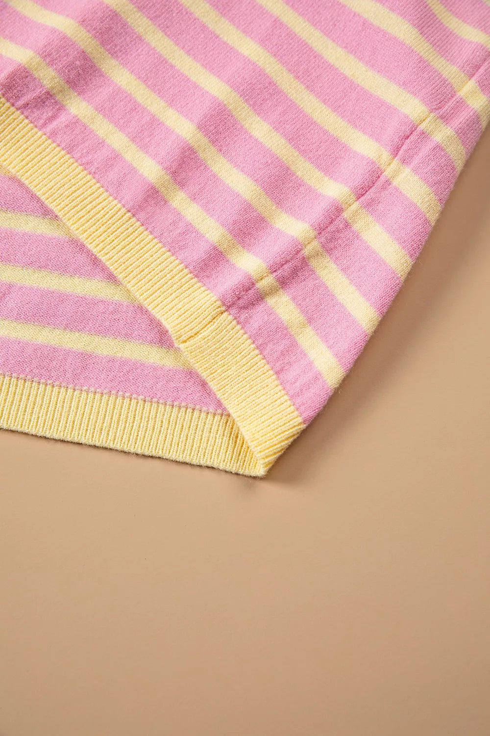 Plus Size Striped Long Sleeve Button Detail Sweater