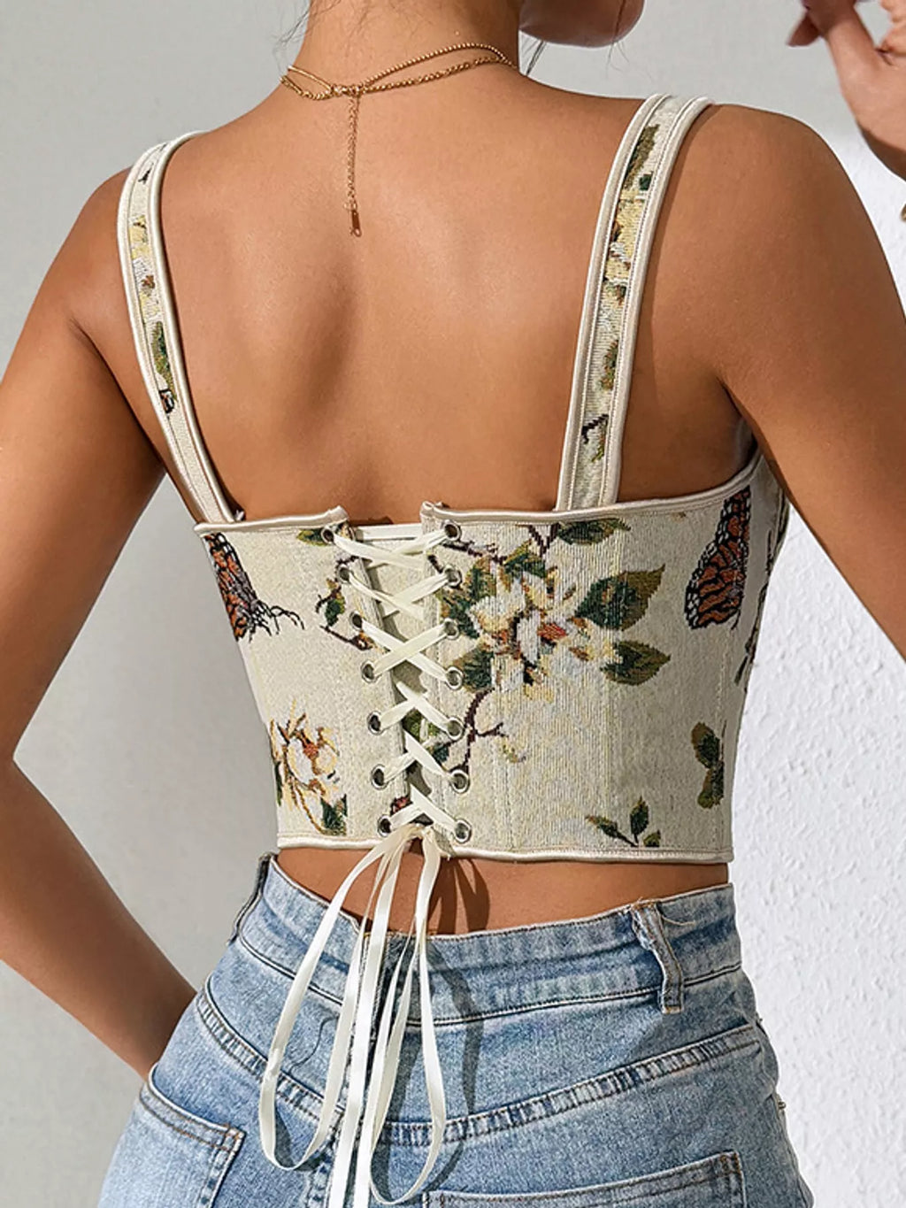 Floral Lace Up Back Tank