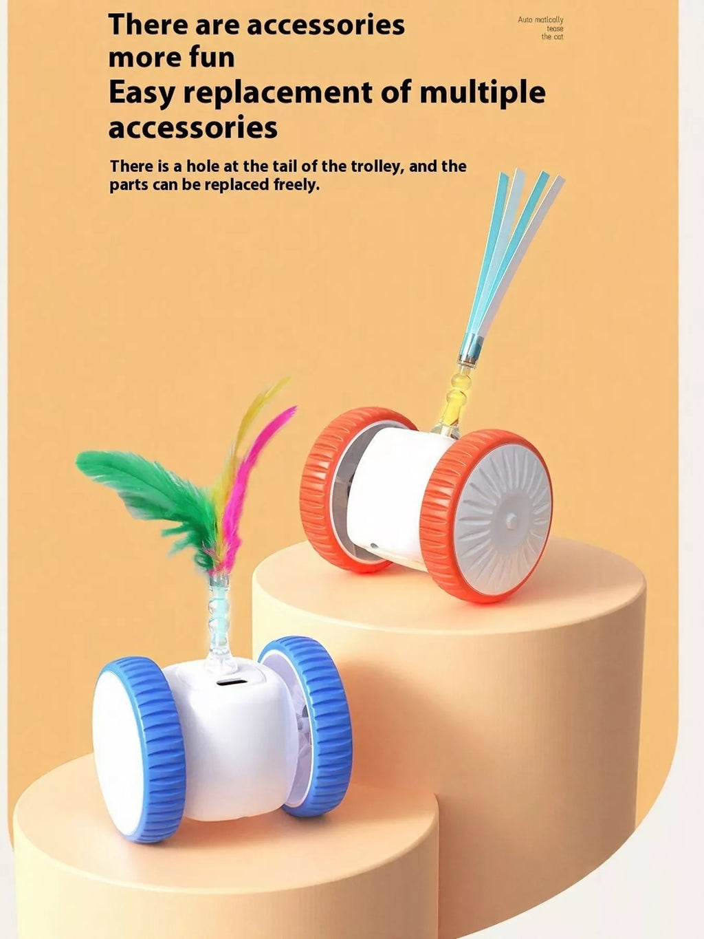 Interactive Self-Rotating Feather Pet Chase Toy
